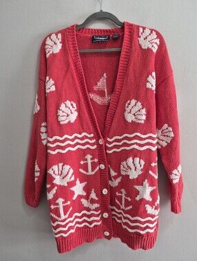 Best American Clothing Co Vintage Nautical Sailing Cardigan Sweater Size Medium